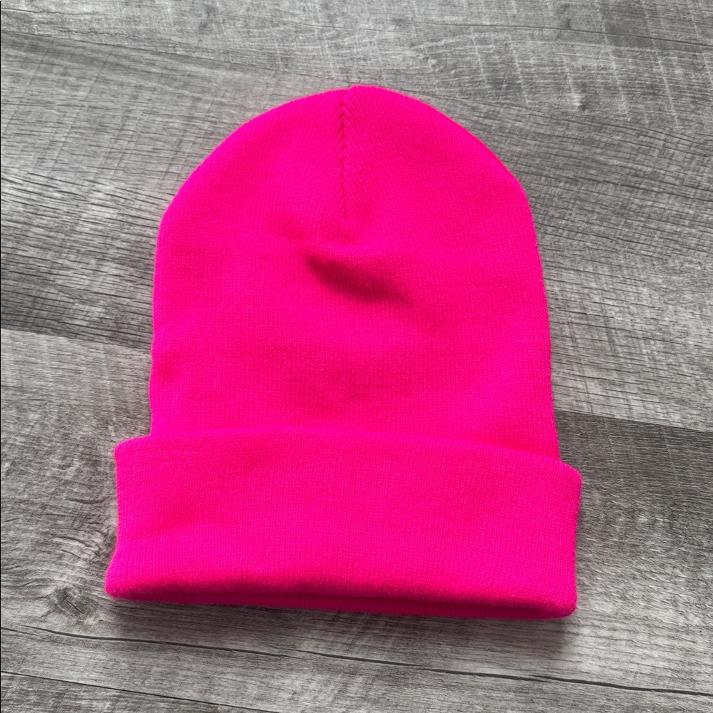 neon pink beanie